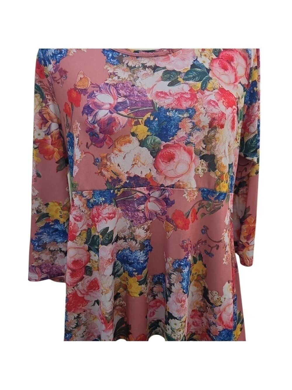 Anthropologie Pink Floral Baby Doll Blouse Large